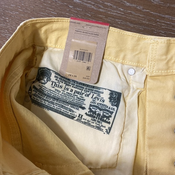 Levi’s 501 Original 100% Cotton Cropped Hi-Rise Straight Leg yellow jeans 38x26 - Picture 12 of 14